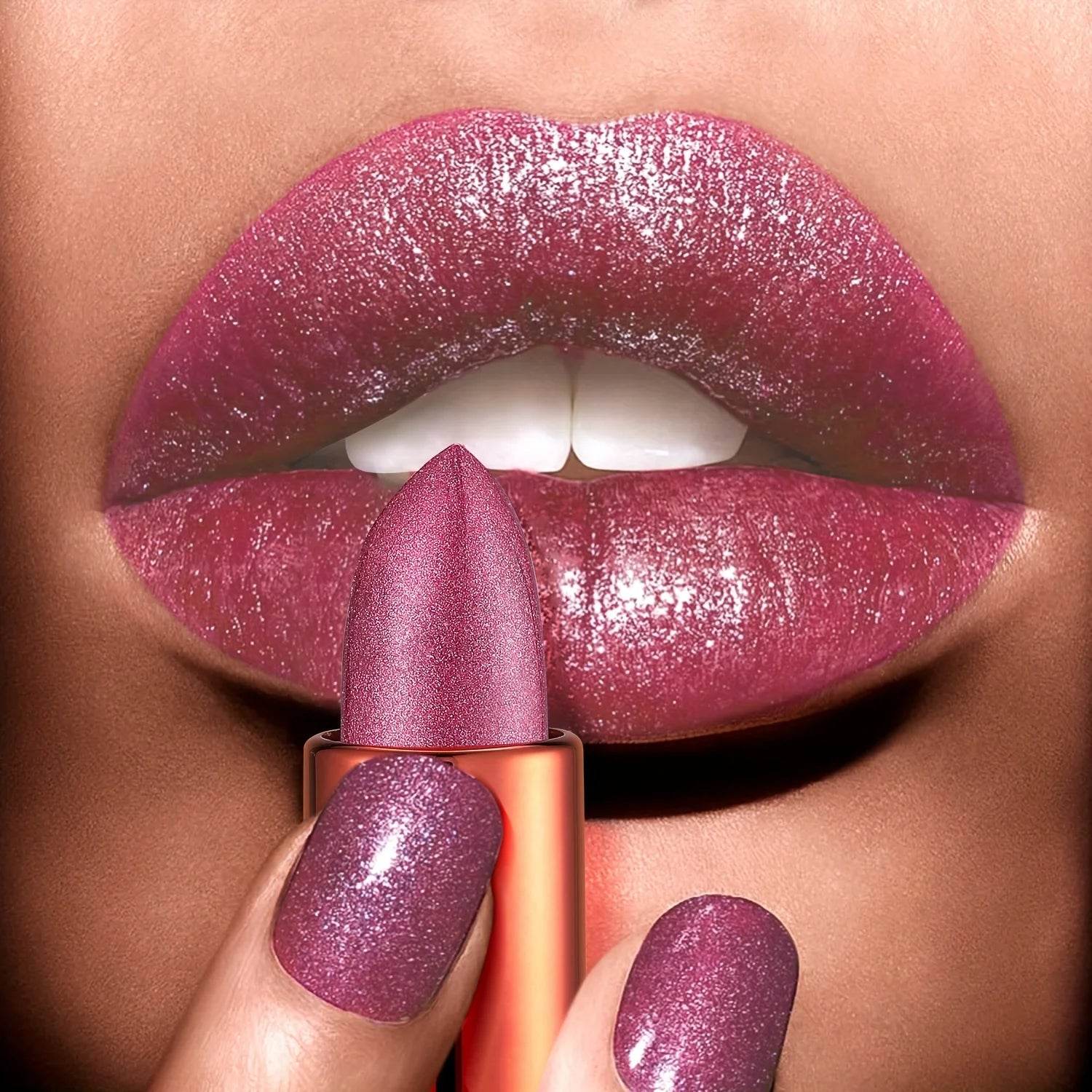 Rose Smoke Powder, Bright Starry Sky, Glossy Velvet Texture, Durable, Make Your Lips Shiny, Waterproof, Anti-Fouling. - Talin Store