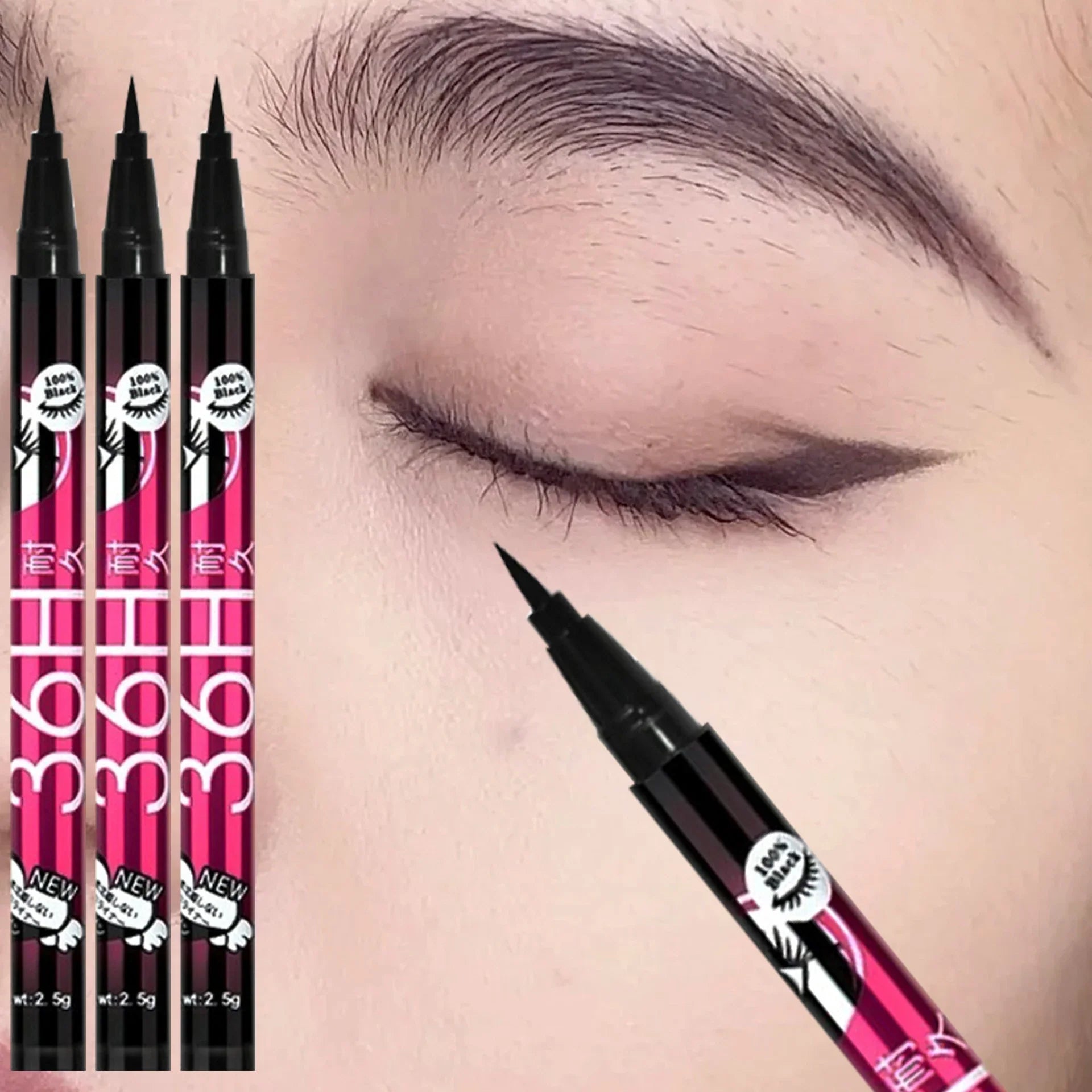 Ultra-Black Waterproof Tattoo Eyeliner Pen - Long-Lasting, Quick-Drying Eye Makeup for Bold Styles - 2Pcs