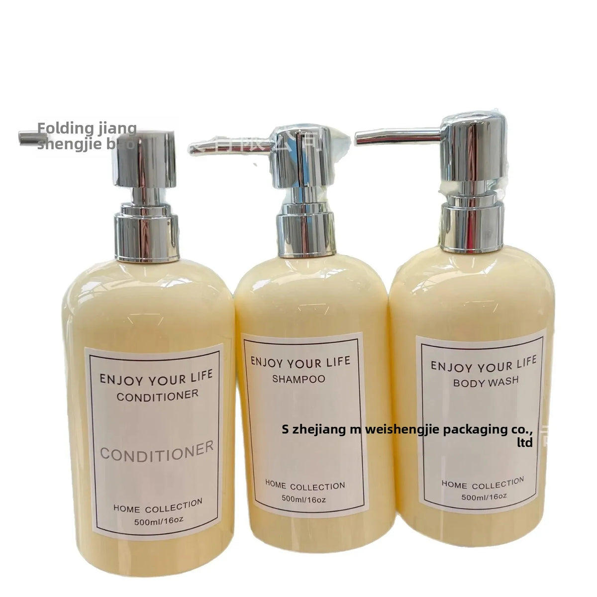 Mini Fresh Yellow Osmanthus Scented Bath & Shower Gel Shampoo Set for Hotels and Homestays - Dp500Ml Milk Yellow (Single); Silver Plating Pump; Pet