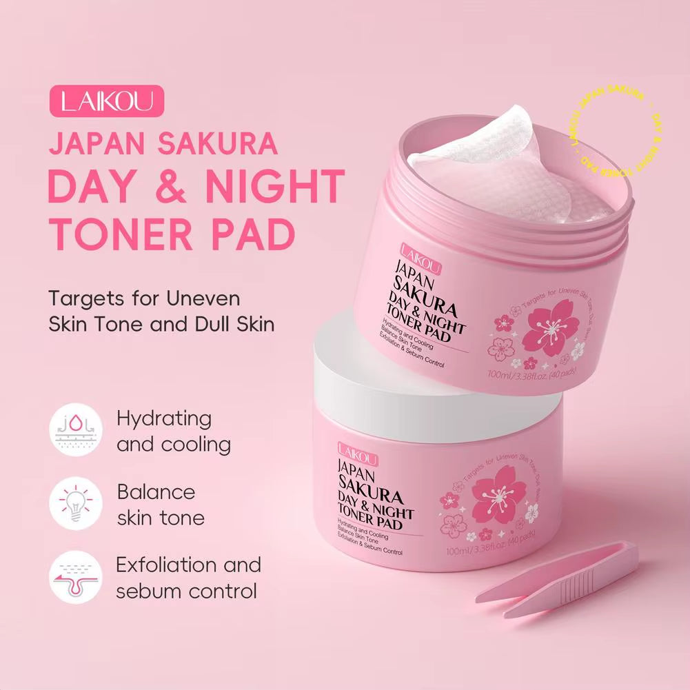 Blossom 40 Pads Day & Night Toning Cleansing Moisturizing Makeup Remover Pads