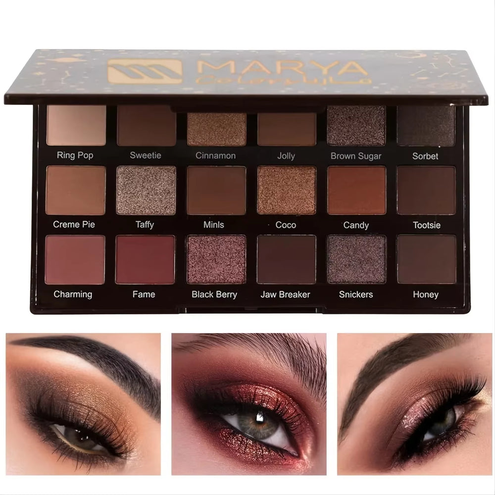 Vibrant 18-Color Eyeshadow Palette - Natural Shimmer & Matte Shades for Stunning Eye Looks