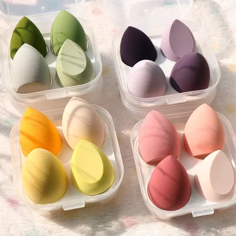 4PCS Dual-Use Makeup Sponges - Premium Bevel Cut Cosmetic Puffs for Flawless Foundation Application