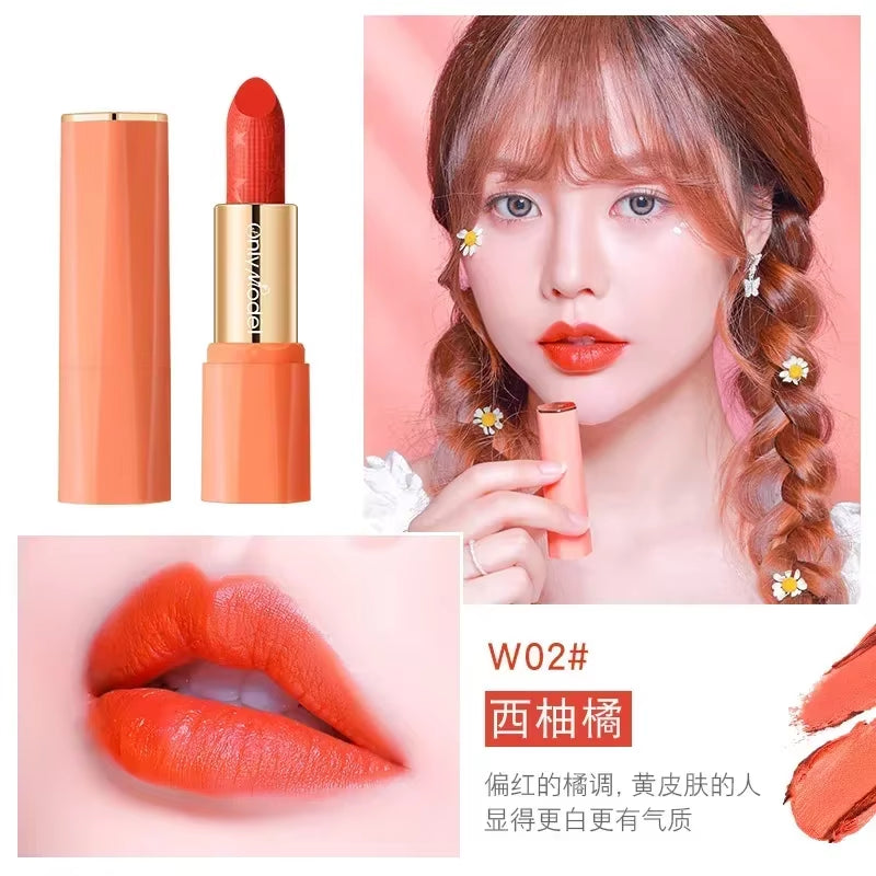 Vibrant Orange Matte Lipstick - Long Lasting Silky Smooth Lip Glaze for Sexy All-Day Wear - W07