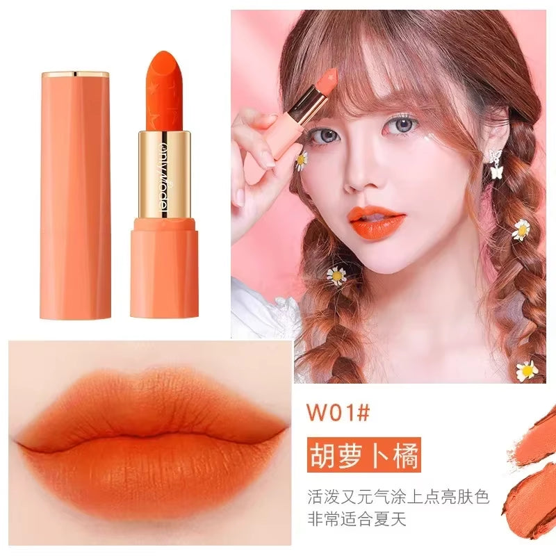 Vibrant Orange Matte Lipstick - Long Lasting Silky Smooth Lip Glaze for Sexy All-Day Wear - W07
