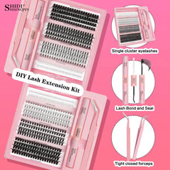 DIY Lash Clusters Set - Natural 5-16mm Individual Lashes with Bond & Seal for Effortless Extensions - Diy-70D-Mix