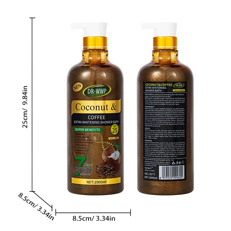 Luxurious 1000ml 24K Gold Turmeric Papaya Shower Scrub Gel - Herbal Whitening, Deep Cleaning & Long-Lasting Fragrance! - Carrot / Moisturizing / 1000Ml