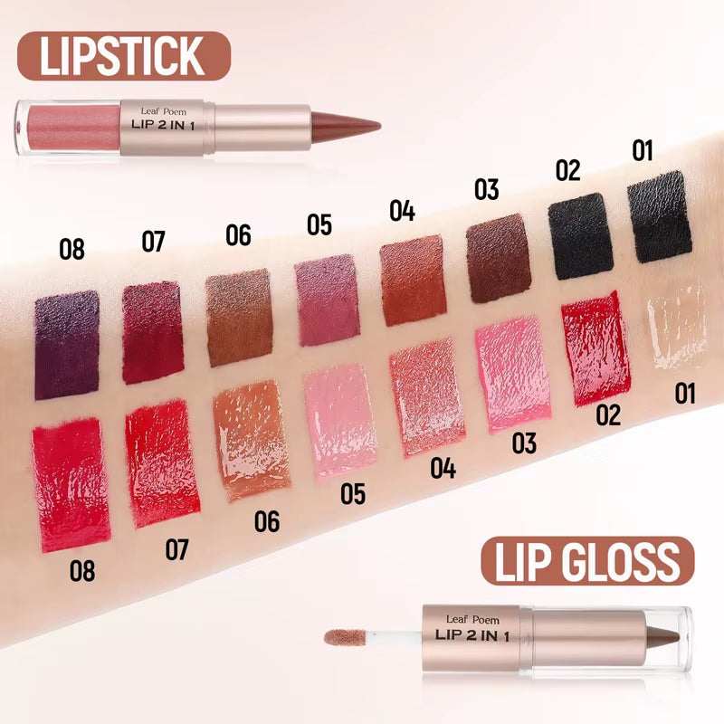 Ultimate 2-in-1 Nude Brown Pink Lip Gloss & Lipliner Set - Waterproof Matte Lip Makeup for a Sexy Contour Finish - 02