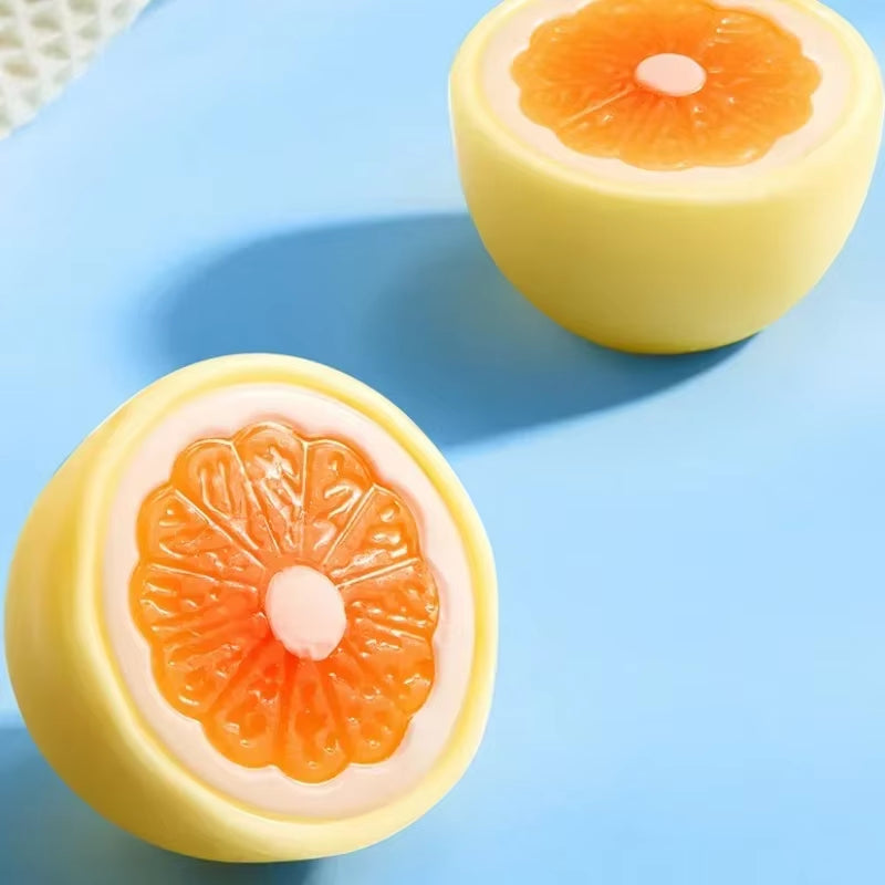 Delightful Handmade Exfoliating Soap - Yellow Cheese Silk with Light Fragrance & Heart Egg Pattern for Face & Body - Orange