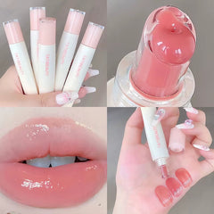 Long-lasting Nude Pink Jelly Lip Gloss - Hydrating High Shine Lip Tint for Flawless Korean Beauty Look - 01