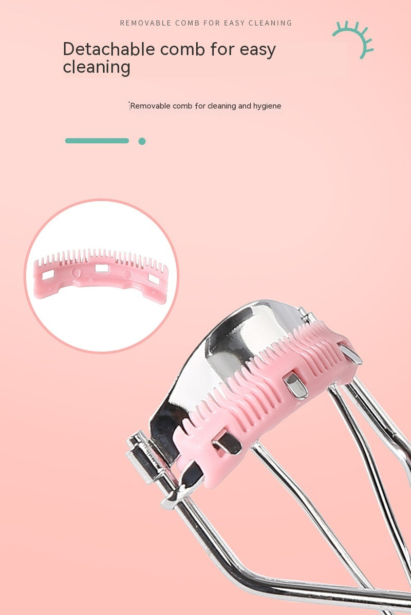 Natural Curling Eyelash Curler with Comb Girls Eyelash Beauty Auxiliary Tools Portable Wide Angle Eyelash Curler
