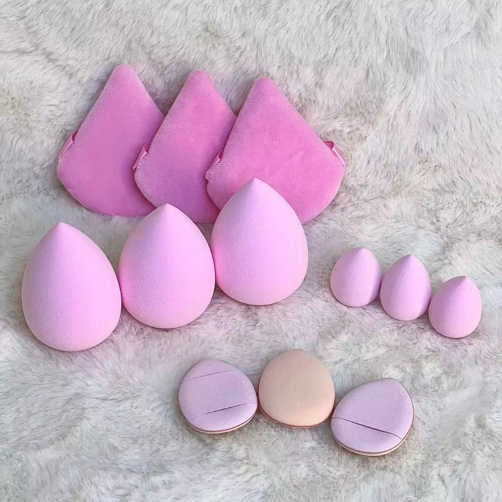 12PCS Ultra-Soft Velvet Makeup Powder Puffs - Washable Cosmetic Sponges for Flawless Application - Pink